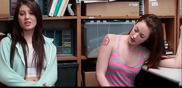  Best Friends Blackmailed and Fucked by Mall Officer in Back Room